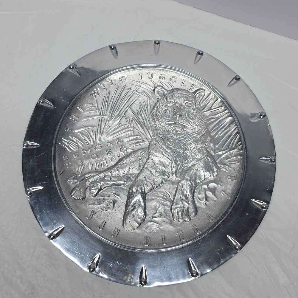 Robert Dennison Vintage 90s Aluminum Plate Bengal Tiger San Diego Zoo Safari